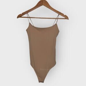 Abercrombie Fitch Seamless Cami Thong Bodysuit XS Brown Soft Girl Y2K Aesthetic